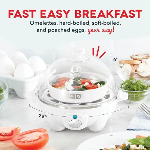 Rapid Egg Cooker for 6 Eggs, Hard Boiled, Poached, Scrambled, or Omelets, Auto Shut Off, Black G6815
