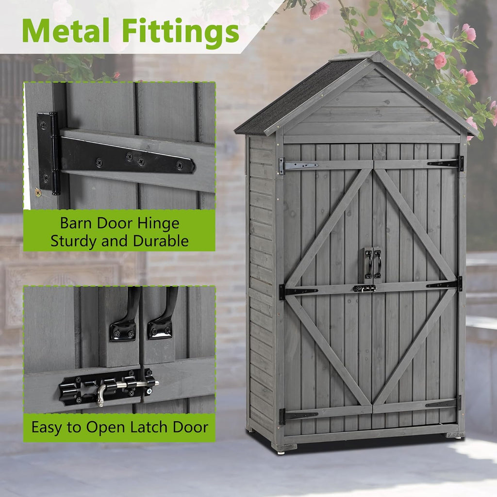 Outdoor Wooden Storage Shed with Lockable Door R617