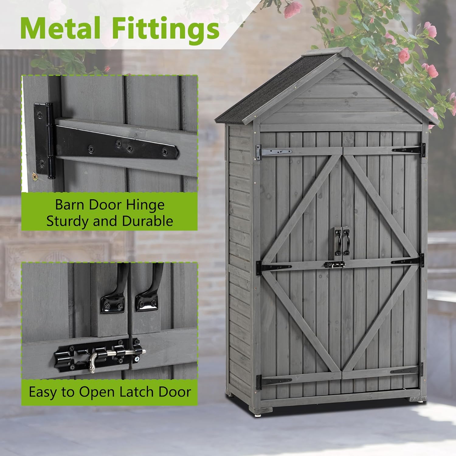 Outdoor Wooden Storage Shed with Lockable Door R617