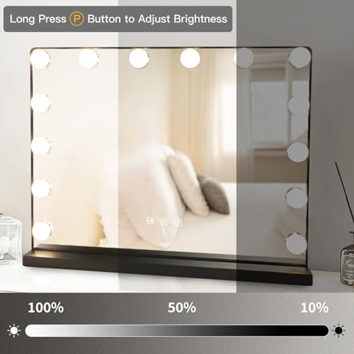 Hollywood Vanity Mirror Light, 20 Inch Makeup Mirror with USB Outlet, 3 Color Dimmable Modes, Black H2347