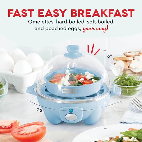 Rapid Egg Cooker for 6 Eggs, Hard Boiled, Poached, Scrambled, or Omelets, Auto Shut Off, Black G6815