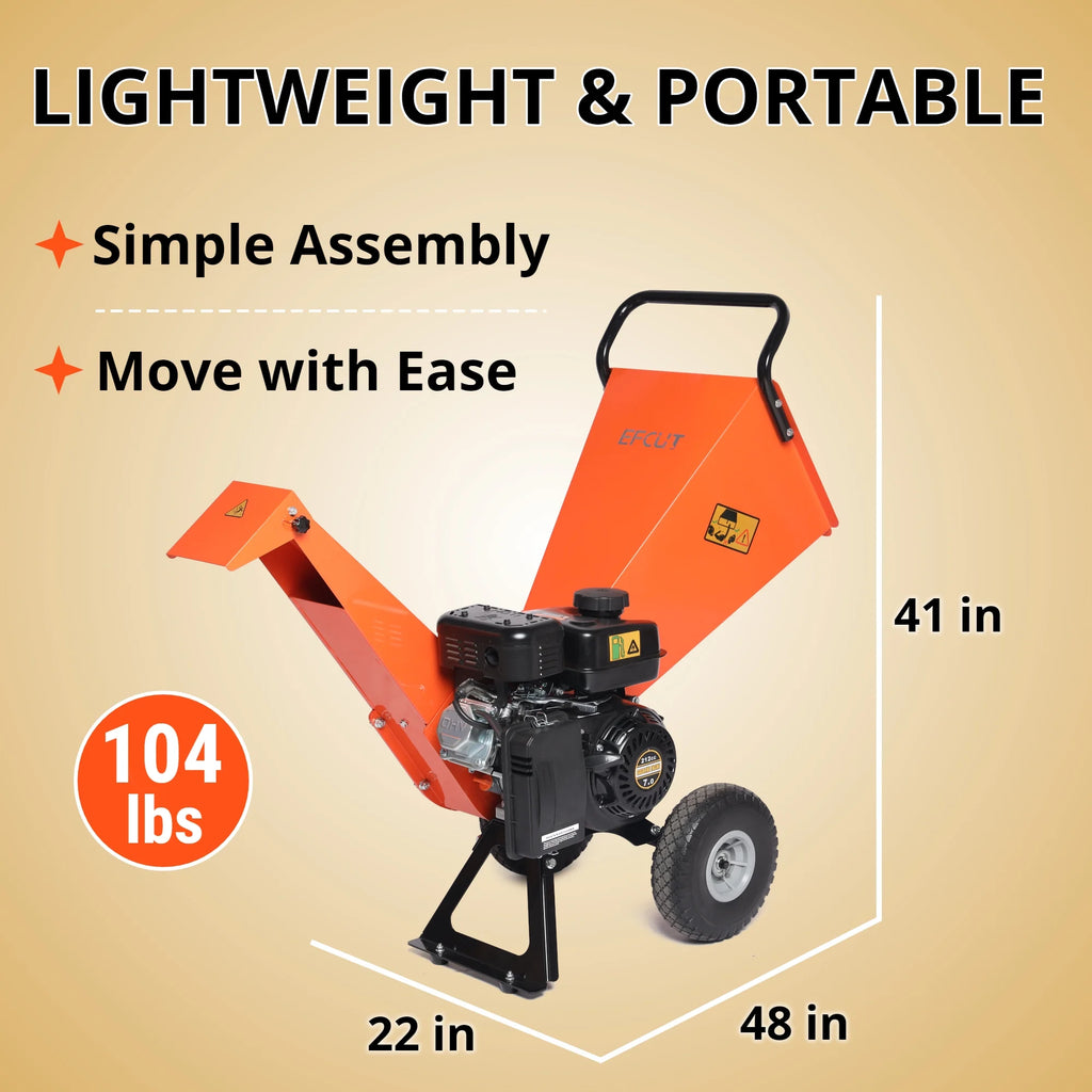 Wood Chipper Shredder Mulcher 7HP Gas Powered Compact 3 Inch Max Capacity V919892