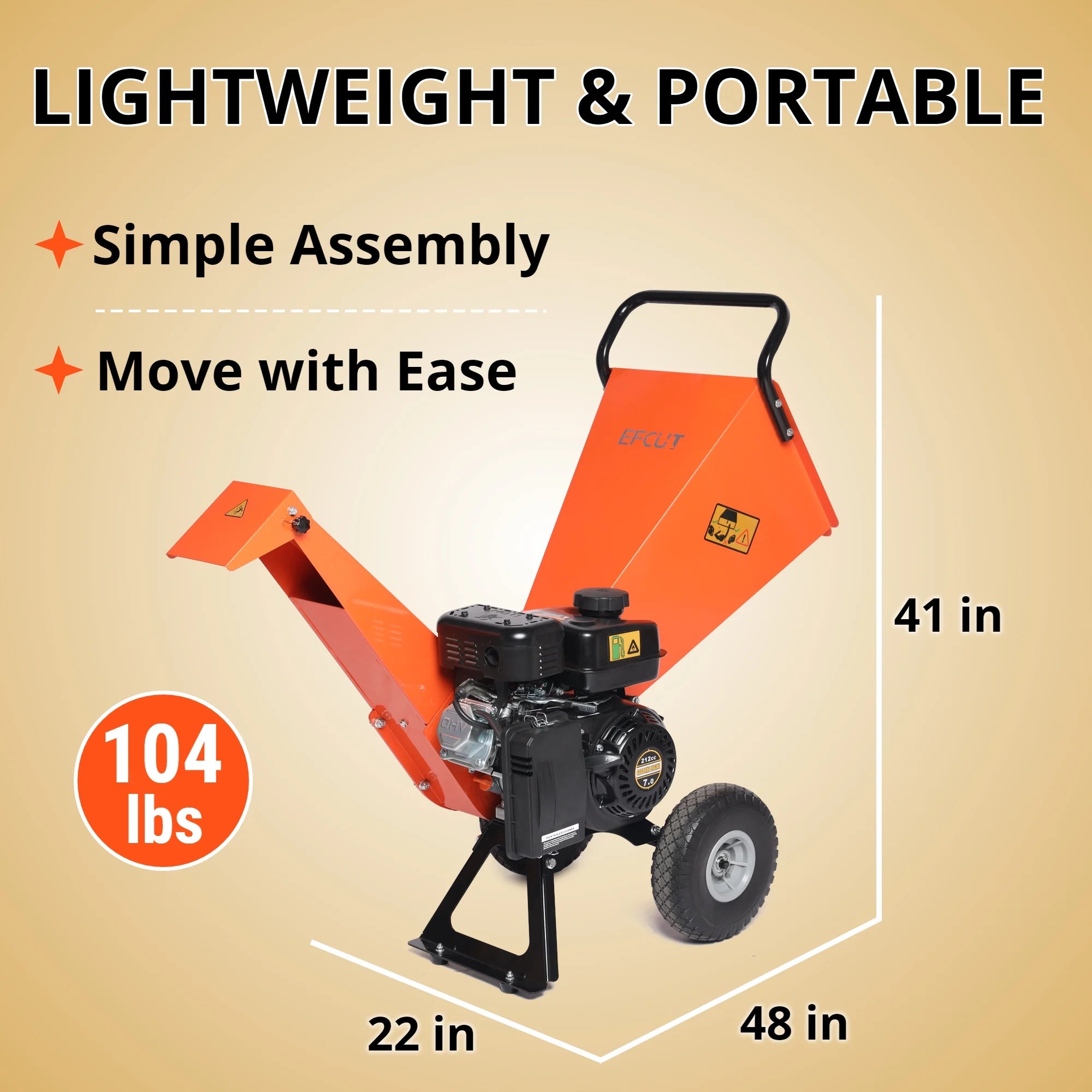 Wood Chipper Shredder Mulcher 7HP Gas Powered Compact 3 Inch Max Capacity V919892