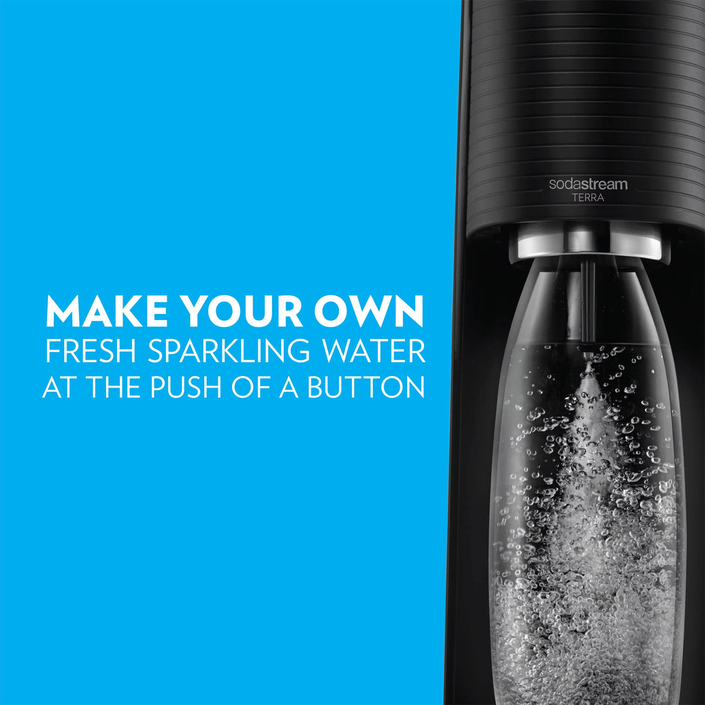 Sparkling Water Maker Bundle with CO2, 2 Bottles and 2 Flavoring Drops D470