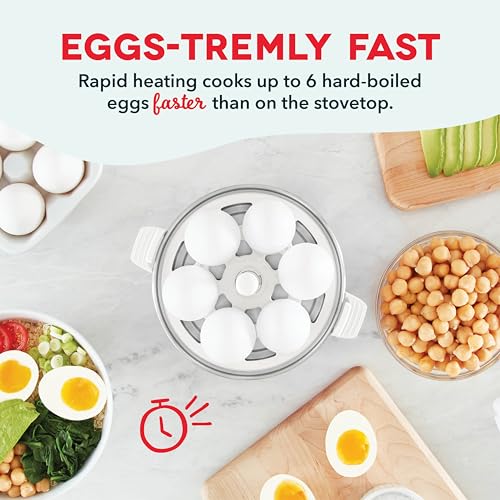 Rapid Egg Cooker for 6 Eggs, Hard Boiled, Poached, Scrambled, or Omelets, Auto Shut Off, Black G6815