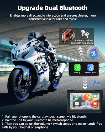 Motorcycle CarPlay & Android Auto 7 inch DVR Screen with Dual 2K Cameras GPS Navigation P713