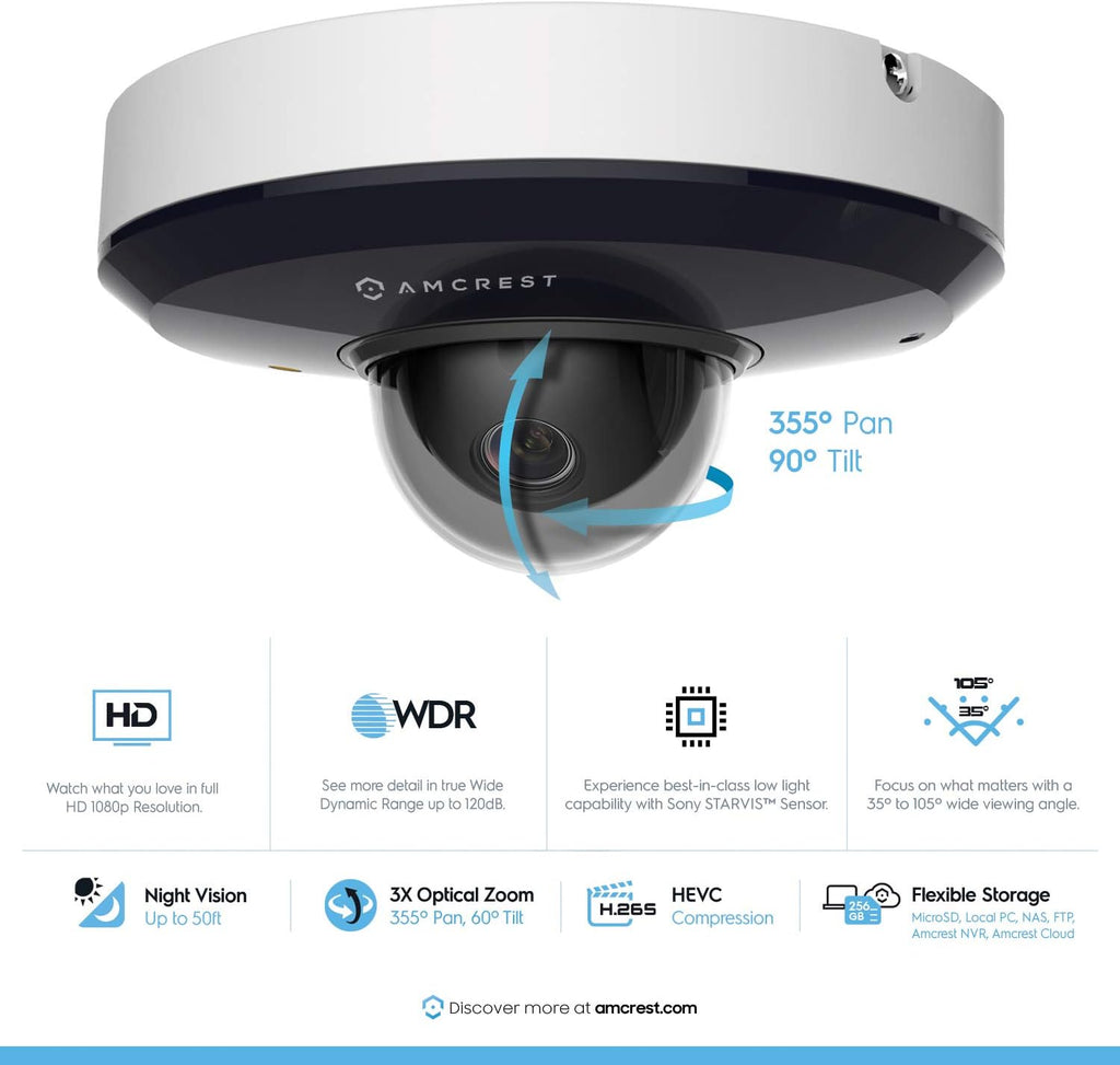 1080P PTZ Outdoor Dome IP PoE Camera with 3X Optical Zoom Q900366