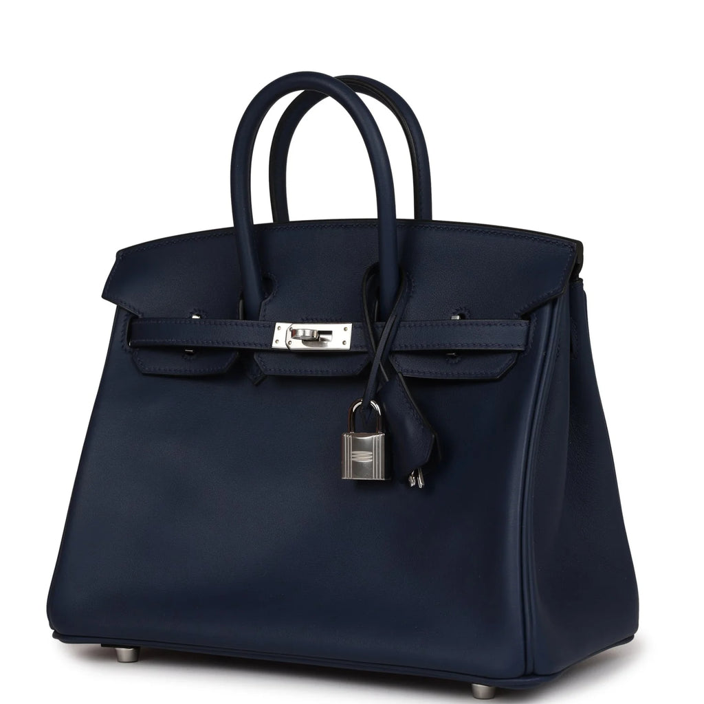 Birkin 25 Bleu Navy Swift Palladium Hardware U109