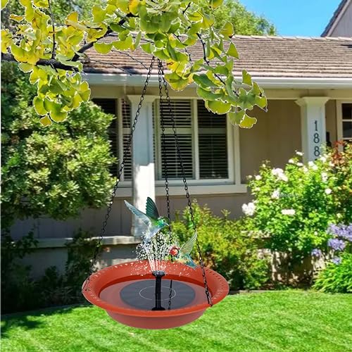 Hanging Bird Bath Bowl with Chains, Rust-Proof, 16 Inch, for Garden Backyard D7173