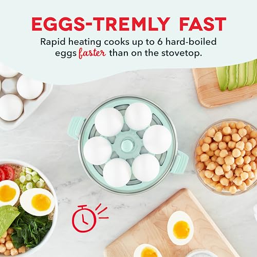 Rapid Egg Cooker for 6 Eggs, Hard Boiled, Poached, Scrambled, or Omelets, Auto Shut Off, Black G6815