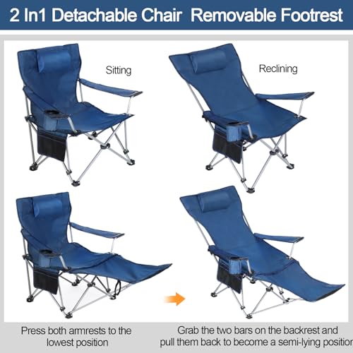 Reclining Camping Chair with Foot Rest and Adjustable Umbrella T438