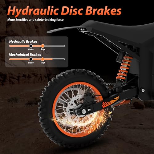 Electric Dirt Bike for Teens Adults, 14/12 Inch Fat Tire, 2000W Motor, 48V 21AH Battery U49982