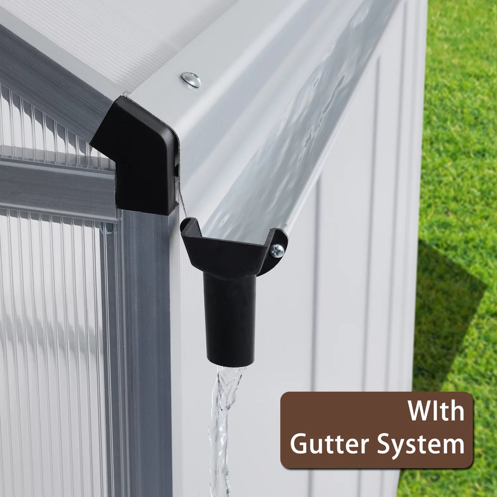 Walk-in Polycarbonate Greenhouse with Roof Vent and Door Lock A1336