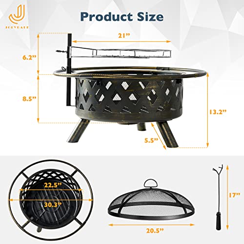 Outdoor Wood Burning Chiminea Fire Pit with Mesh Spark Screen Doors M582318