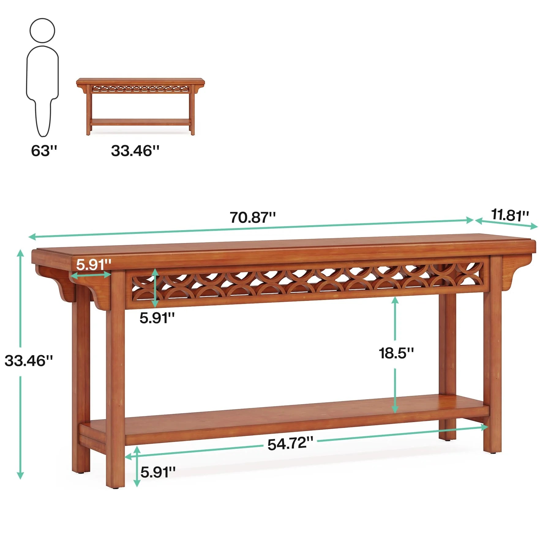 Solid Wood Long Console Table for Living Room Hallway C757
