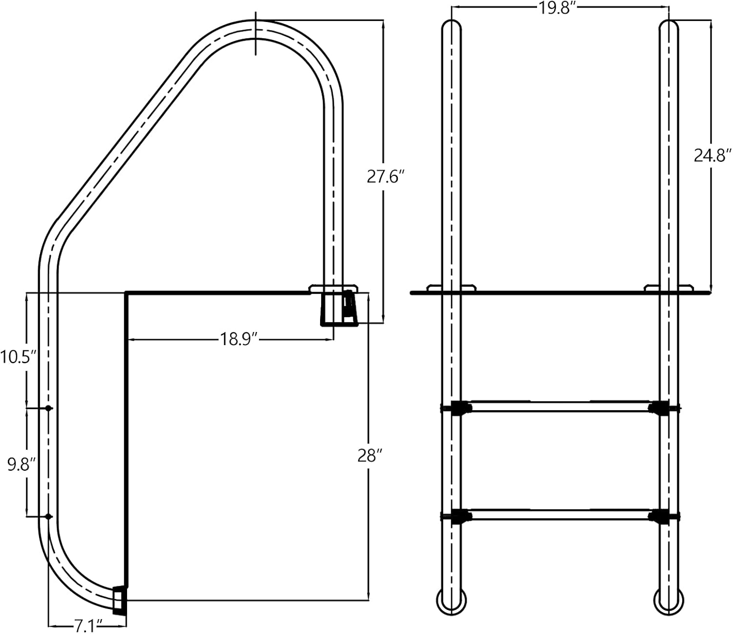 Swimming Pool Ladder, Inground 2-Step Non-Slip Stainless Steel Y828424