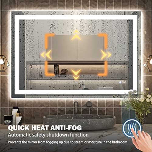 LED Bathroom Mirror with Front and Backlit, Anti-Fog, Dimmable N817039