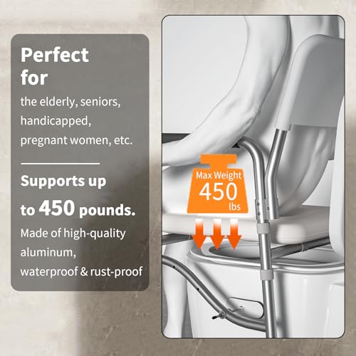Raised Toilet Seat with Handles, Padded Elevated Safety Chair for Seniors U68828