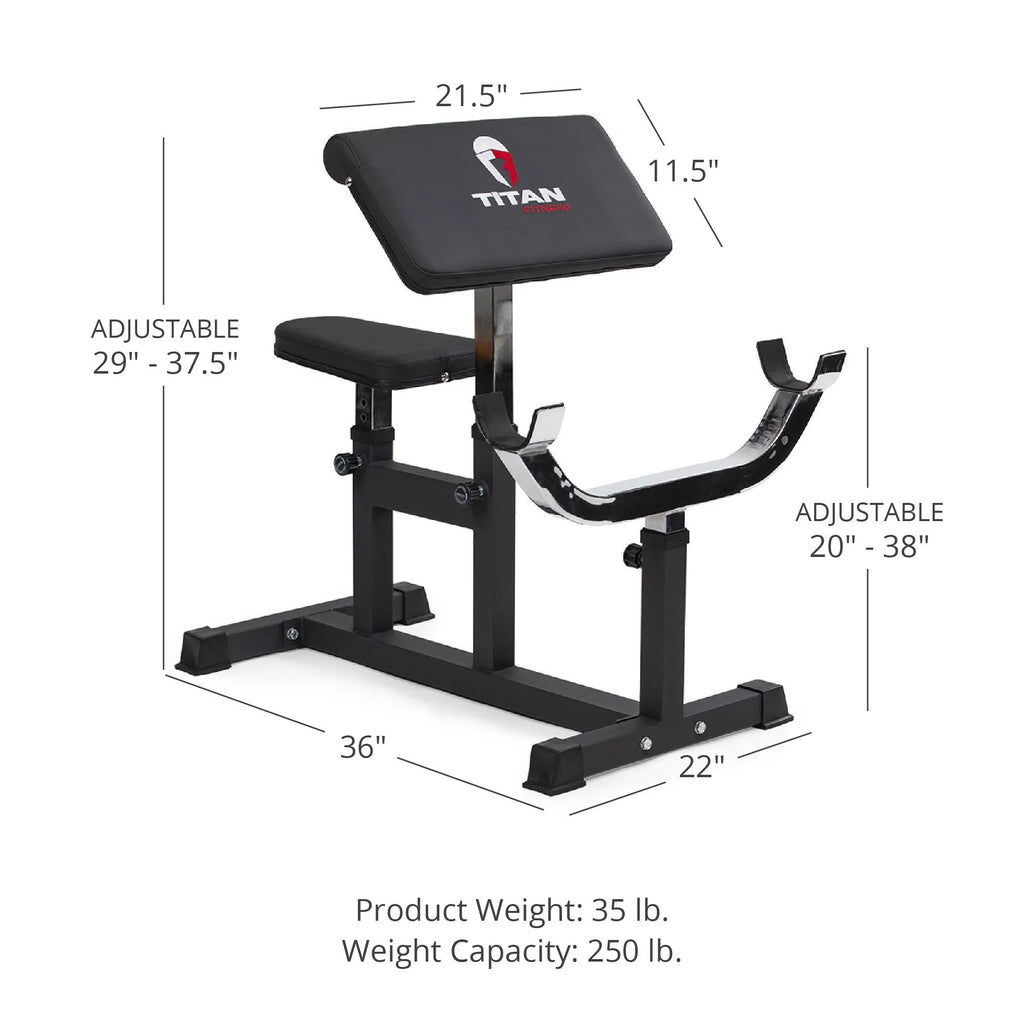 Adjustable Preacher Curl Weight Station, Seated Strength Training Bench, 250 LB Capacity M772692