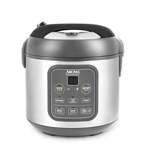 Digital Rice Cooker, 4-Cup Uncooked, Steamer, Multicooker, 2 Qt, Stainless Steel R872251