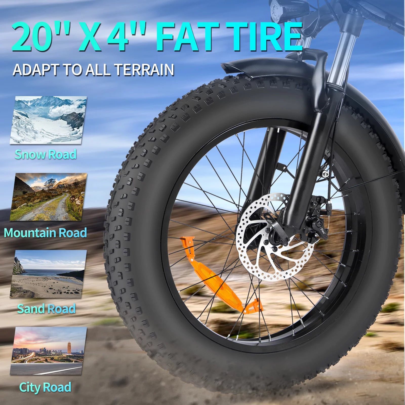 Folding Electric Bike for Adults, 750W Motor, 48V 14Ah Removable Battery, 20" Fat Tire, 7-Speed W876