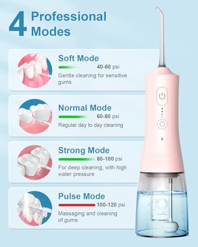 Cordless Water Flosser 300ml Rechargeable Oral Irrigator with 4 Modes and 4 Jet Tips D7941