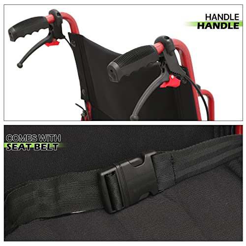 Wheelchair for Adults with Swing-Away Footrest, Foldable Lightweight, 16 Inch Seat F99219