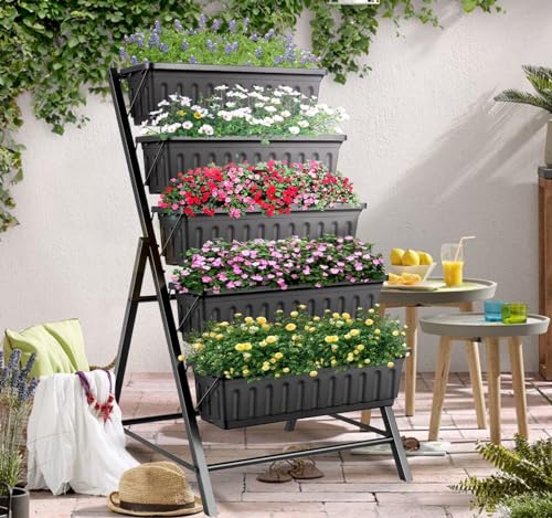 Vertical Raised Garden Bed, 5 Tiers Planter Box with Drainage System A10981