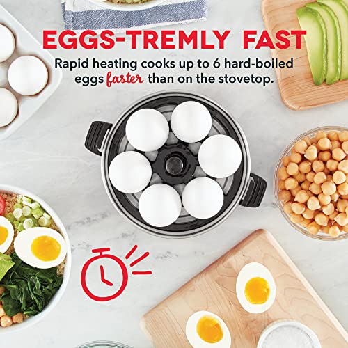 Rapid Egg Cooker for 6 Eggs, Hard Boiled, Poached, Scrambled, or Omelets, Auto Shut Off, Black G6815