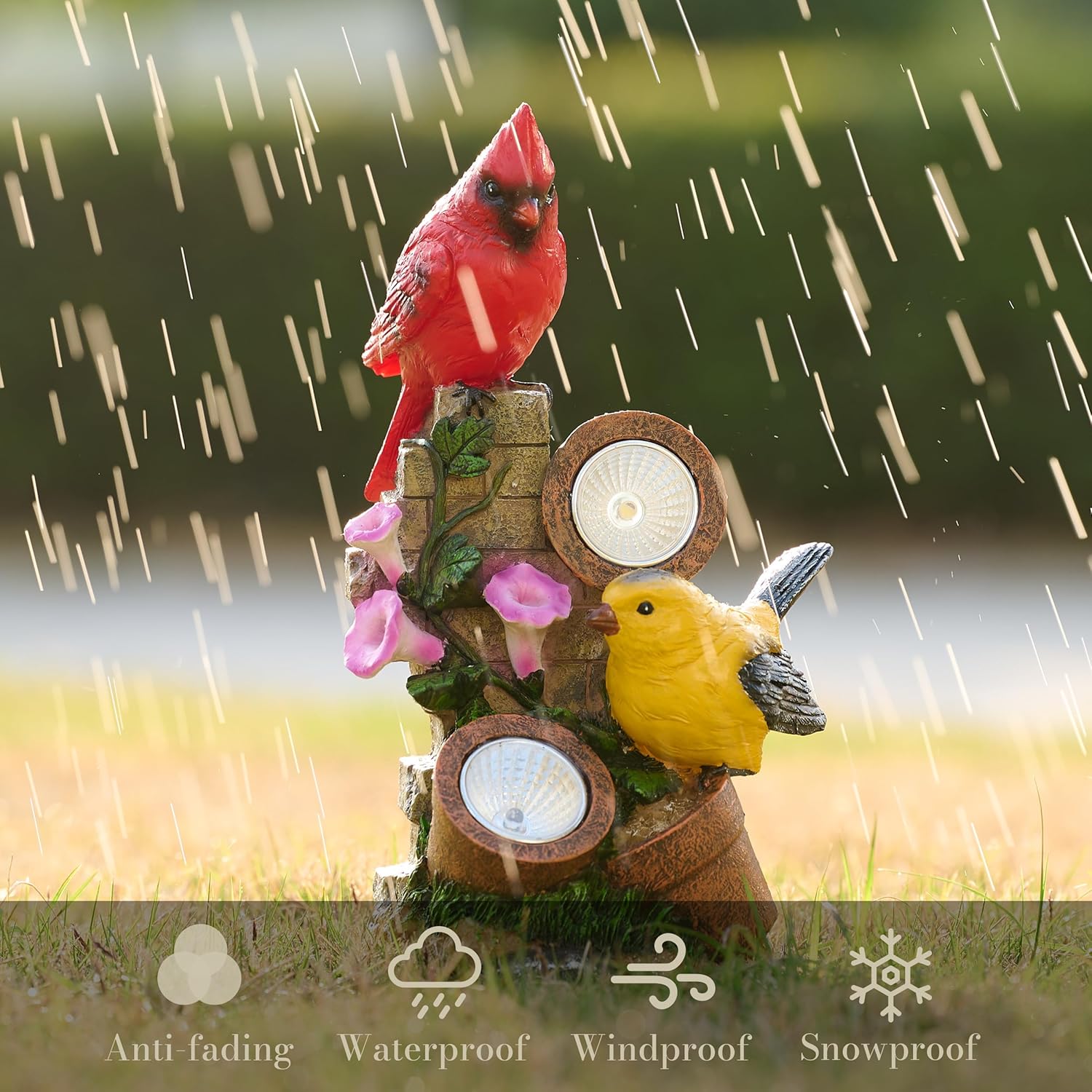 Bird Garden Decor Outdoor Statues Figurines, Set of 3 Resin Lawn Ornaments X28649