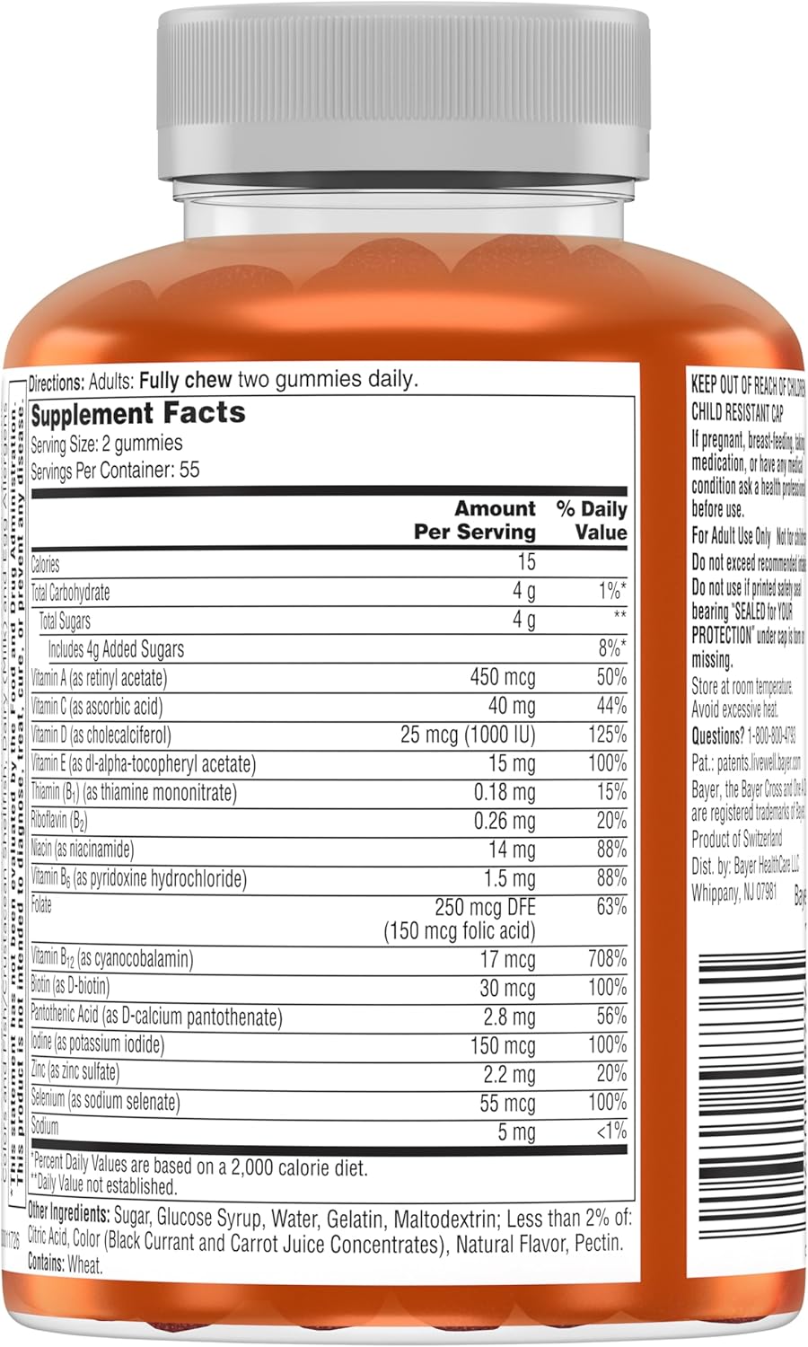 Women's 50+ Multivitamin Gummies for Brain and Immunity Support, 110 Count G47956