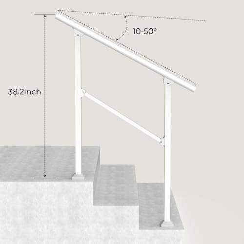Outdoor Step Handrail, Heavy Duty Metal Railing for Wooden or Concrete Steps M966036