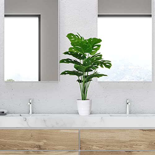 Set of 2 Artificial Areca Palm Plants in Pots, 32 Inch Fake Tropical Palm Trees L9885