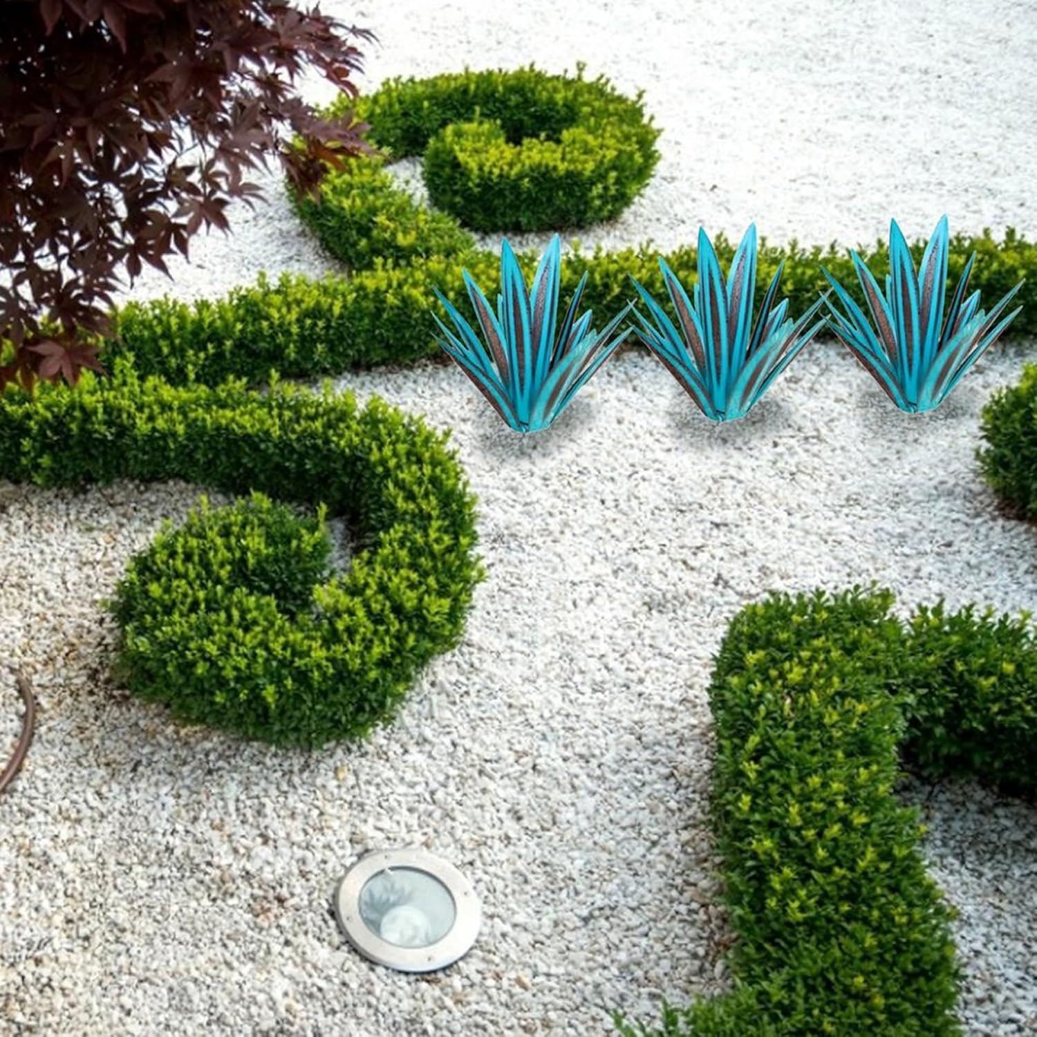 Metal Agave Plant Garden Sculpture 10.6 inches Outdoor Decor V19202