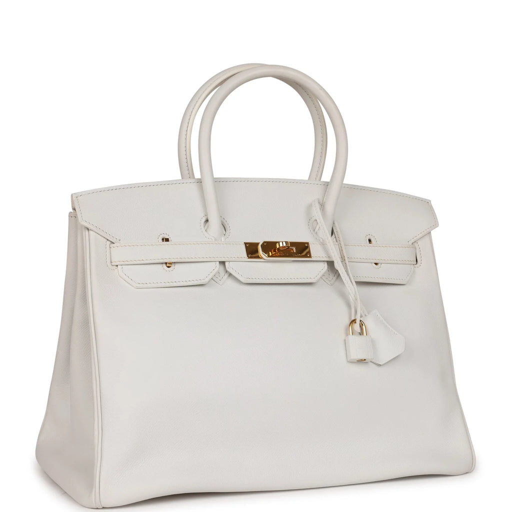 Pre-owned Birkin 35 White Epsom Gold Hardware J201