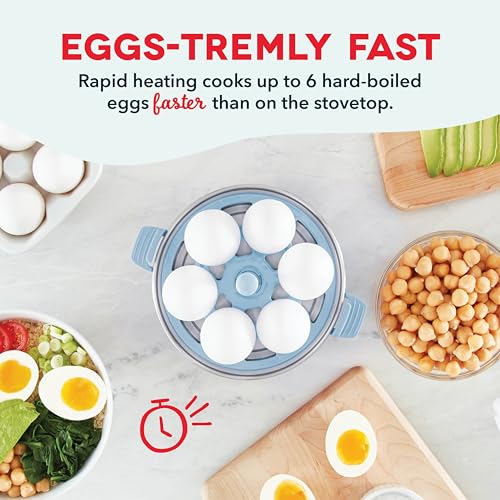 Rapid Egg Cooker for 6 Eggs, Hard Boiled, Poached, Scrambled, or Omelets, Auto Shut Off, Black G6815