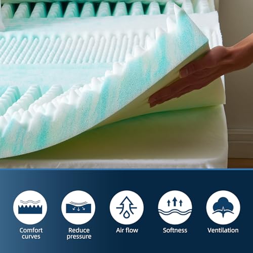 Gel Memory Foam Mattress Topper Queen, 3 Inch, Airflow Design C466081