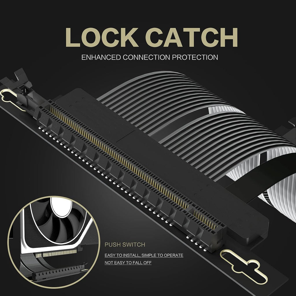 PCIE 4.0 16x Shielded Riser Cable for GPU Extension Card, Right Connector 20cm W3262