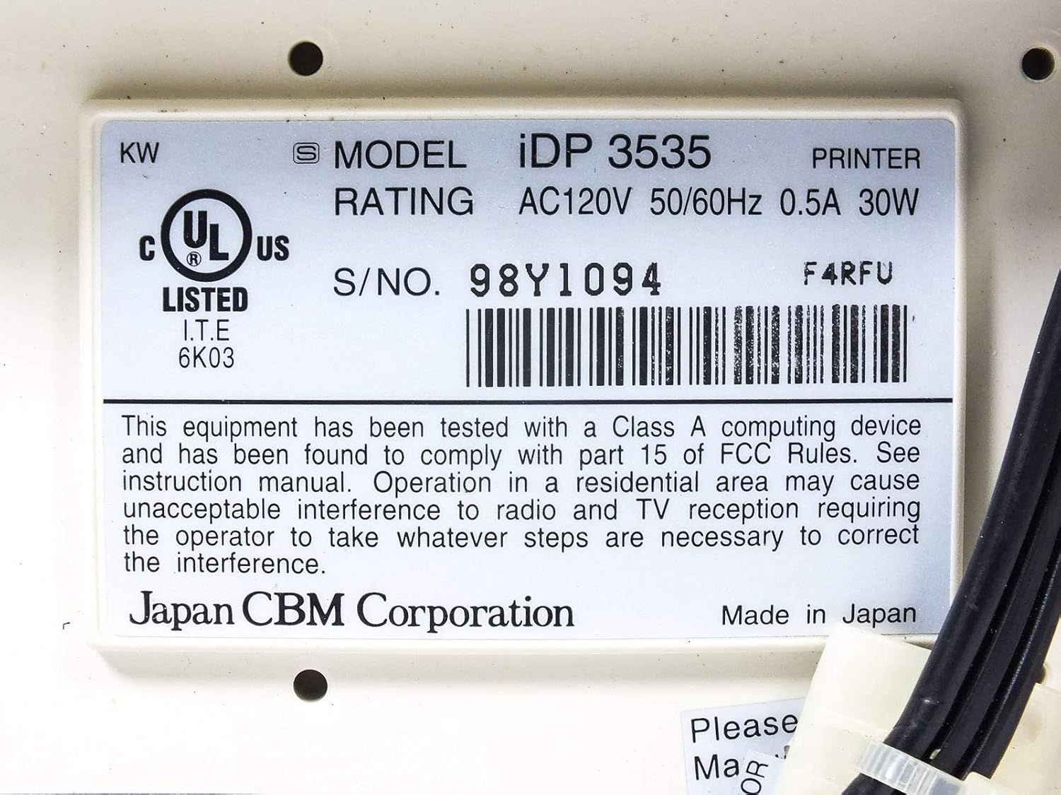 Tractor Feed Printer & Card Reader X7930