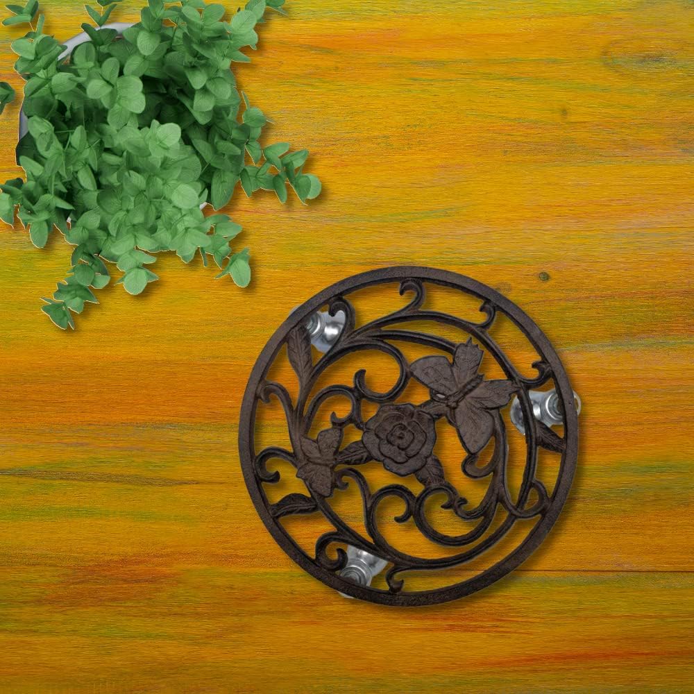 Cast Iron Butterfly Flower Garden Plant Trolley U612