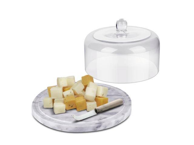 Marble Cake Stand with Glass Cover Dome and Serving Platter U450