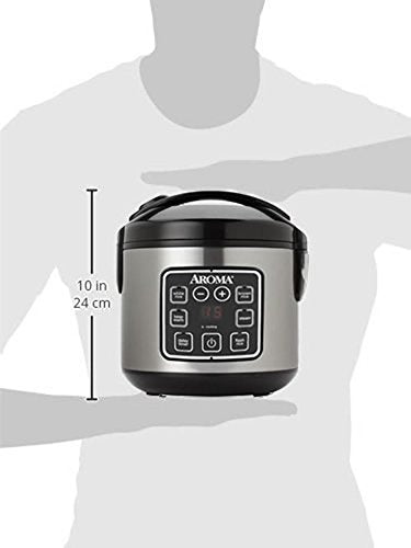 Digital Rice Cooker, 4-Cup Uncooked, Steamer, Multicooker, 2 Qt, Stainless Steel R872251