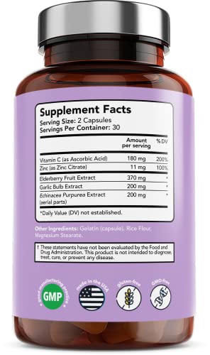 Organic Elderberry Capsules with Vitamin C, Zinc & Echinacea X626985