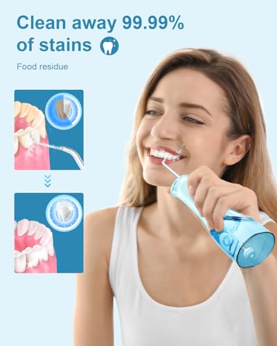 Cordless Water Flosser 300ml Rechargeable Oral Irrigator with 4 Modes and 4 Jet Tips D7941