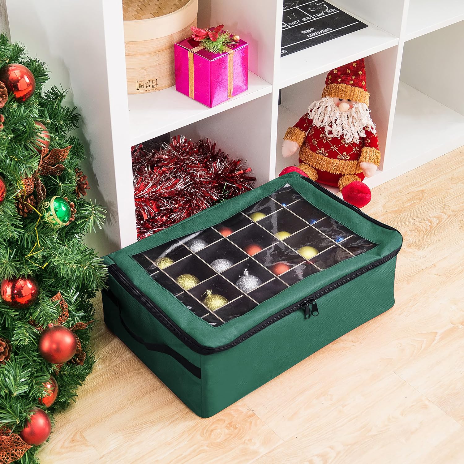 Christmas Ornament Organizer Storage Box, Green E26608