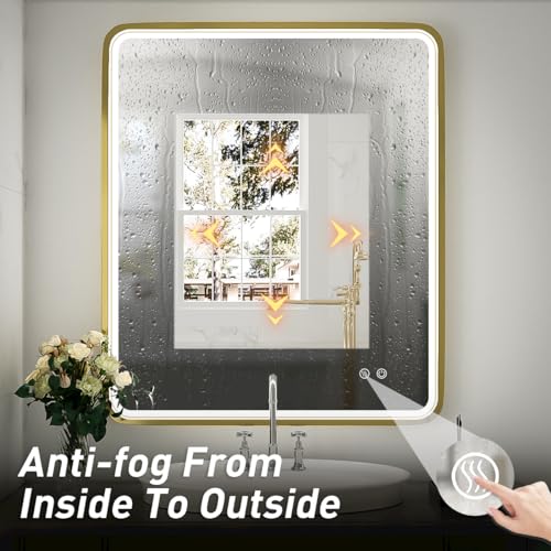 LED Bathroom Mirror with Light, Anti Fog Dimmable Wall Mounted B72533