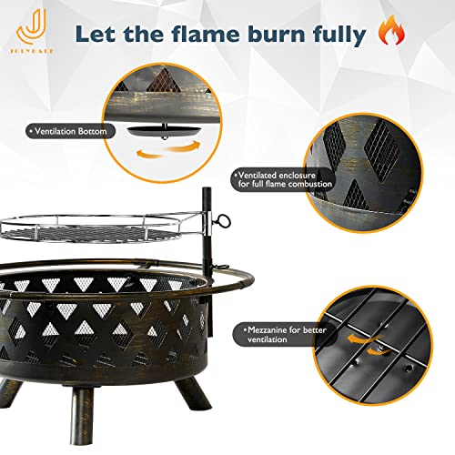 Outdoor Wood Burning Chiminea Fire Pit with Mesh Spark Screen Doors M582318