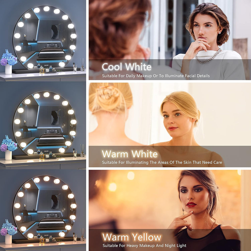 Vanity Mirror with Lights, 32" x 28", 10X Magnification, Touch Dimmable K9792