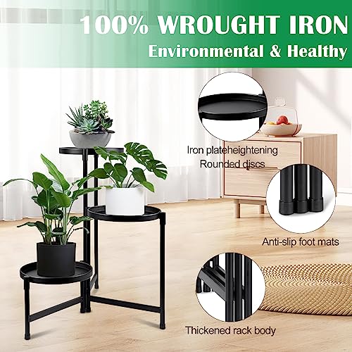 5 Tier Foldable Tall Plant Stand for Indoor Outdoor R6779