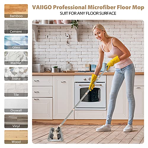 Microfiber Hardwood Floor Mop with 5 Reusable Washable Pads Y129918